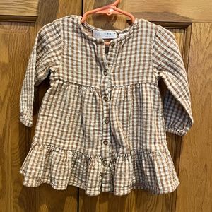 Zara Brown/White Gingham Dress